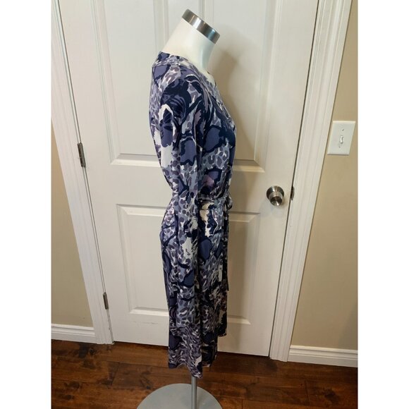 Tory Burch Blue White Floral Shoulder Button Dress, Size XL - Picture 3 of 6